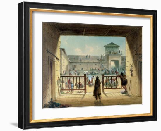 Interior of Fort Laramie, 1858-60-Alfred Jacob Miller-Framed Giclee Print