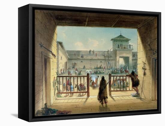 Interior of Fort Laramie, 1858-60-Alfred Jacob Miller-Framed Premier Image Canvas