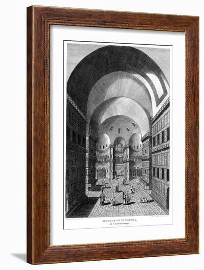 Interior of Hagia Sophia, Constantinople, Engraving, 1815-null-Framed Giclee Print