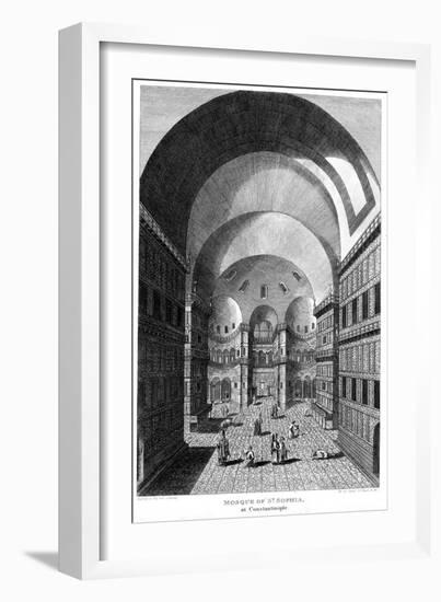 Interior of Hagia Sophia, Constantinople, Engraving, 1815-null-Framed Giclee Print