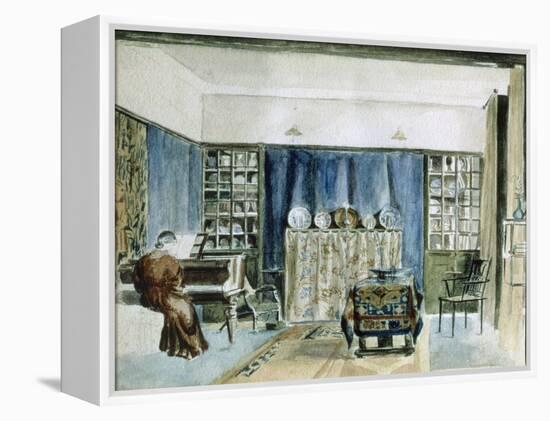 Interior of Kelmscott Manor (W/C on Paper)-William Morris-Framed Premier Image Canvas