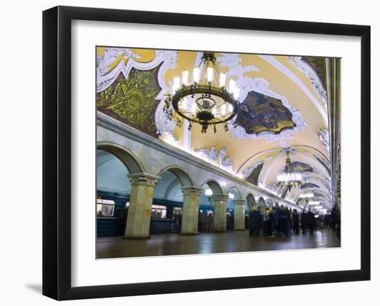 Interior of Komsomolskaya Metro Station, Moscow, Russia, Europe-Lawrence Graham-Framed Photographic Print