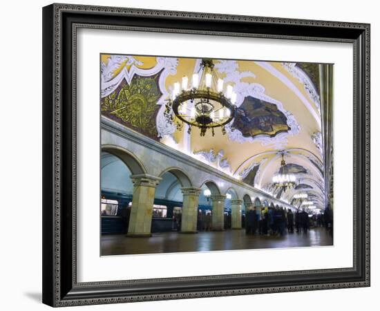 Interior of Komsomolskaya Metro Station, Moscow, Russia, Europe-Lawrence Graham-Framed Photographic Print