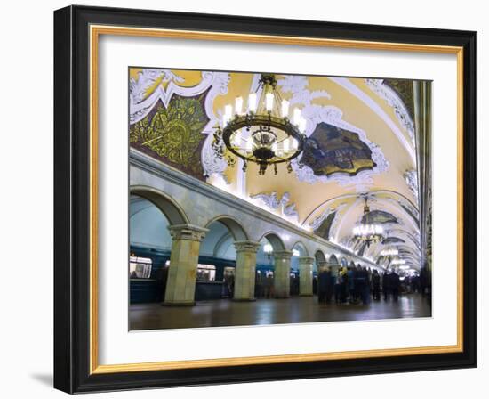 Interior of Komsomolskaya Metro Station, Moscow, Russia, Europe-Lawrence Graham-Framed Photographic Print