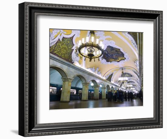 Interior of Komsomolskaya Metro Station, Moscow, Russia, Europe-Lawrence Graham-Framed Photographic Print