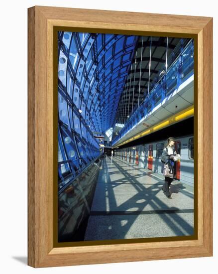 Interior of Modern Cermy Most Metro Station, Prague, Czech Republic-Richard Nebesky-Framed Premier Image Canvas