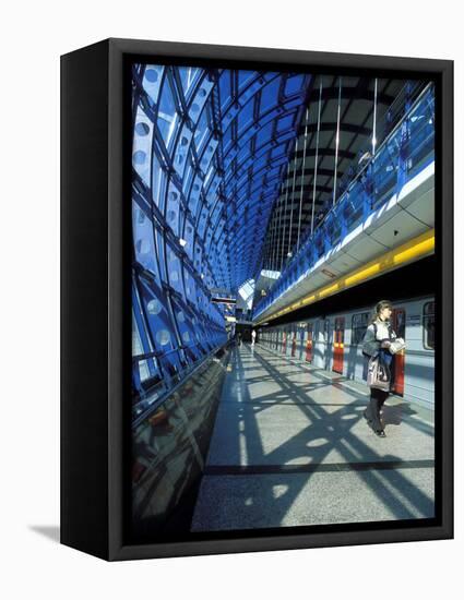 Interior of Modern Cermy Most Metro Station, Prague, Czech Republic-Richard Nebesky-Framed Premier Image Canvas