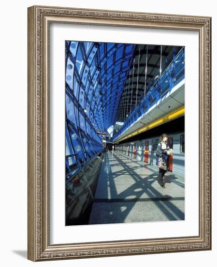 Interior of Modern Cermy Most Metro Station, Prague, Czech Republic-Richard Nebesky-Framed Photographic Print