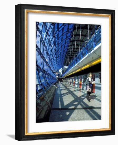 Interior of Modern Cermy Most Metro Station, Prague, Czech Republic-Richard Nebesky-Framed Photographic Print