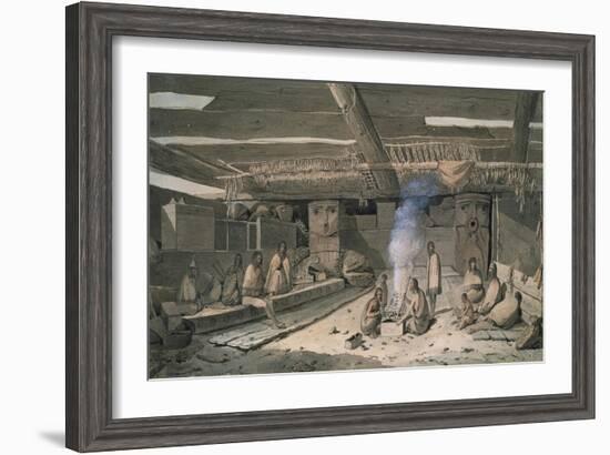 Interior of Nootka Native American House, 1778-John Wootton-Framed Giclee Print