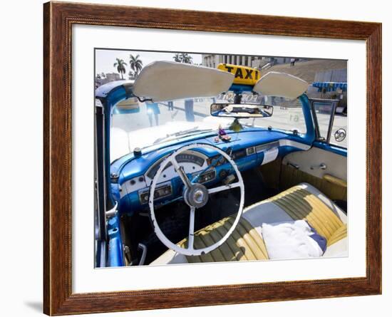Interior of Old American Car Being Used As a Taxi, Havana, Cuba-null-Framed Photographic Print