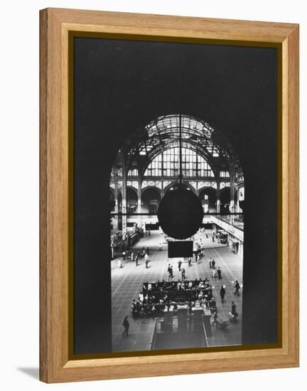 Interior of Penn Station Through Archway and Behind Suspended Clock, with Ceiling Ironwork-Walker Evans-Framed Premier Image Canvas