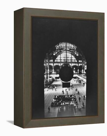 Interior of Penn Station Through Archway and Behind Suspended Clock, with Ceiling Ironwork-Walker Evans-Framed Premier Image Canvas