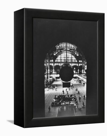 Interior of Penn Station Through Archway and Behind Suspended Clock, with Ceiling Ironwork-Walker Evans-Framed Premier Image Canvas