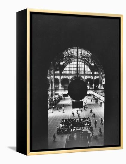 Interior of Penn Station Through Archway and Behind Suspended Clock, with Ceiling Ironwork-Walker Evans-Framed Premier Image Canvas