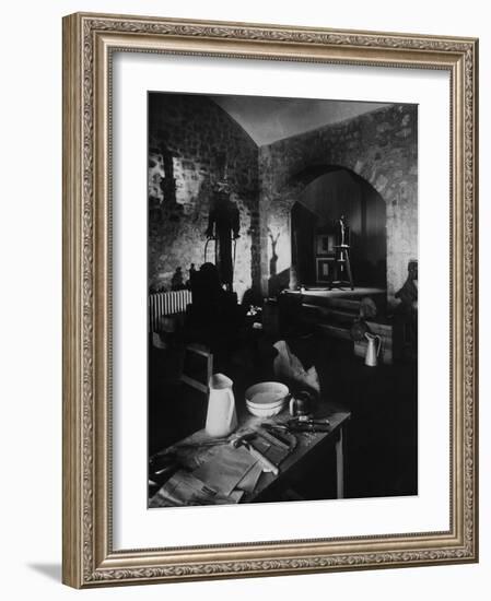 Interior of Picasso's Workshop at Notre-Dame-De-Vie-Gjon Mili-Framed Photographic Print