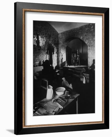 Interior of Picasso's Workshop at Notre-Dame-De-Vie-Gjon Mili-Framed Photographic Print