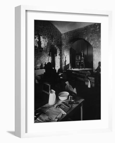 Interior of Picasso's Workshop at Notre-Dame-De-Vie-Gjon Mili-Framed Photographic Print