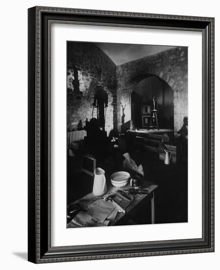 Interior of Picasso's Workshop at Notre-Dame-De-Vie-Gjon Mili-Framed Photographic Print