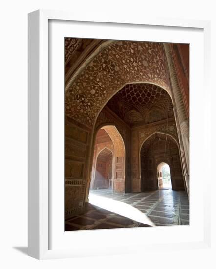 Interior of Red Sandstone Mosque at the Taj Mahal, Agra, Uttar Pradesh-Annie Owen-Framed Photographic Print