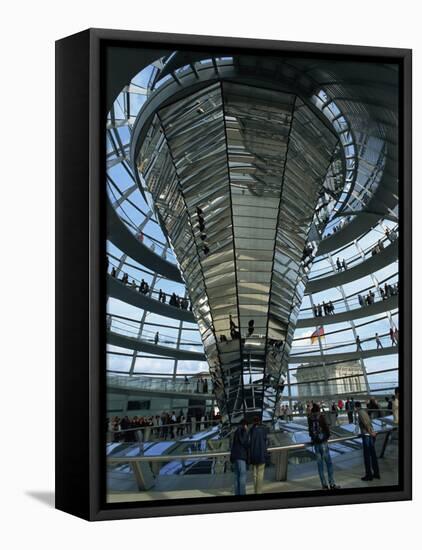 Interior of Reichstag Building, Designed by Norman Foster, Berlin, Germany, Europe-Morandi Bruno-Framed Premier Image Canvas