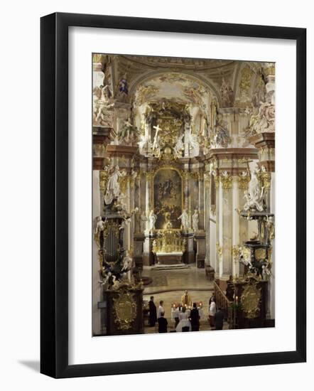 Interior of Roccoco Abbey Church, Linz, Austria-Adam Woolfitt-Framed Photographic Print