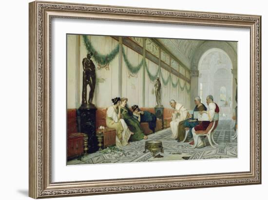 Interior of Roman Building with Figures, c.1880-Ettore Forti-Framed Giclee Print