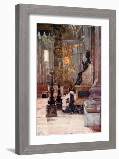 Interior of S Peter's, the Bronze Statue of S Peter-Alberto Pisa-Framed Giclee Print