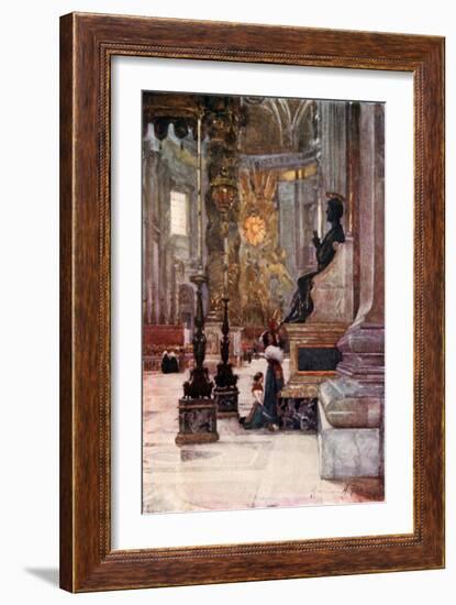Interior of S Peter's, the Bronze Statue of S Peter-Alberto Pisa-Framed Giclee Print