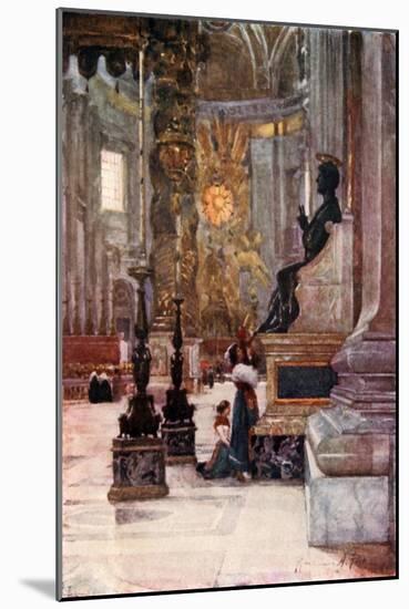 Interior of S Peter's, the Bronze Statue of S Peter-Alberto Pisa-Mounted Giclee Print