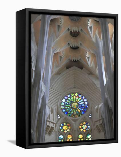 Interior of Sagrada Familia Temple, Barcelona, Catalunya, Spain, Europe-Rolf Richardson-Framed Premier Image Canvas