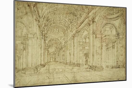 Interior of Saint Peter's Basilica, 17th century-Unknown-Mounted Art Print