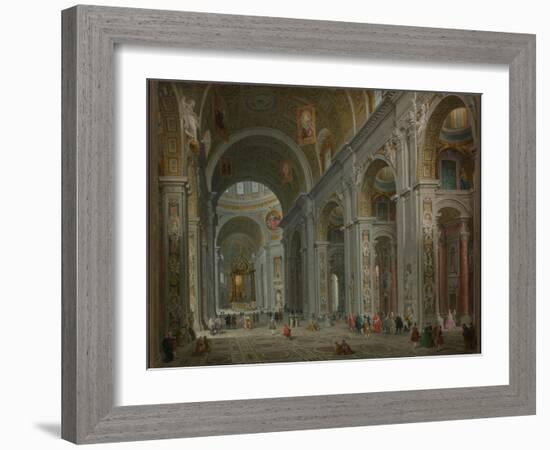 Interior of Saint Peter's, Rome after 1754-Giovanni Paolo Pannini or Panini-Framed Giclee Print