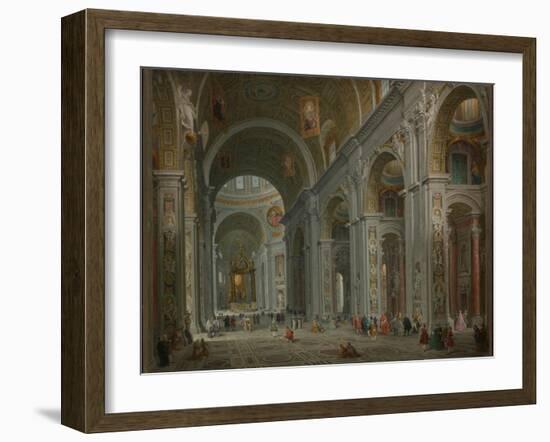 Interior of Saint Peter's, Rome after 1754-Giovanni Paolo Pannini or Panini-Framed Giclee Print