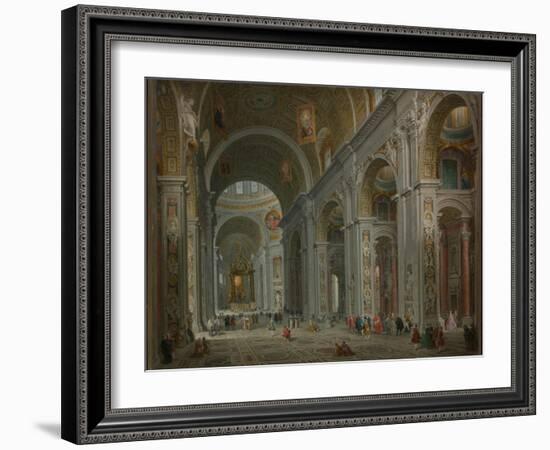 Interior of Saint Peter's, Rome after 1754-Giovanni Paolo Pannini or Panini-Framed Giclee Print