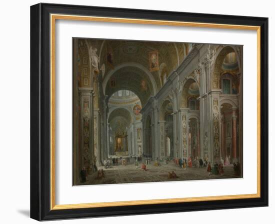 Interior of Saint Peter's, Rome after 1754-Giovanni Paolo Pannini or Panini-Framed Giclee Print