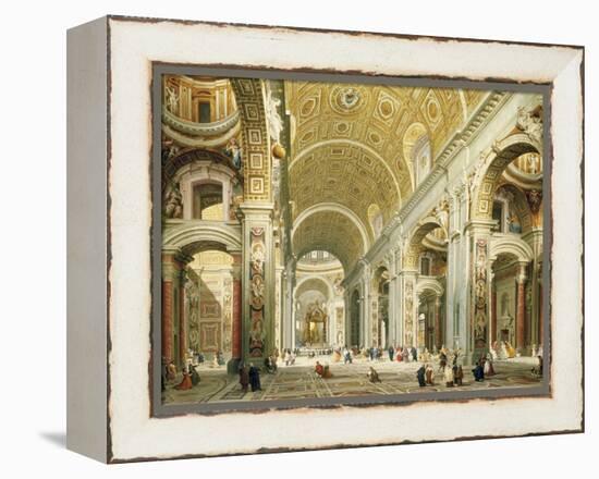 Interior of Saint Peter's Rome, Looking West Towards the Tomb of St. Peter-Giovanni Paolo Panini-Framed Premier Image Canvas