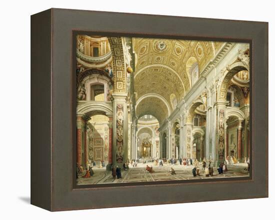 Interior of Saint Peter's Rome, Looking West Towards the Tomb of St. Peter-Giovanni Paolo Panini-Framed Premier Image Canvas