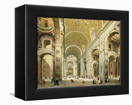 Interior of Saint Peter's Rome, Looking West Towards the Tomb of St. Peter-Giovanni Paolo Panini-Framed Premier Image Canvas