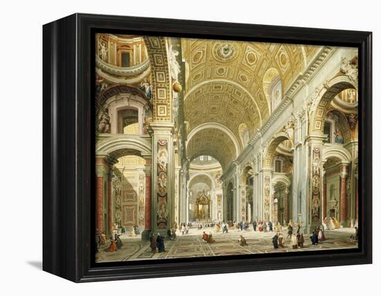 Interior of Saint Peter's Rome, Looking West Towards the Tomb of St. Peter-Giovanni Paolo Panini-Framed Premier Image Canvas
