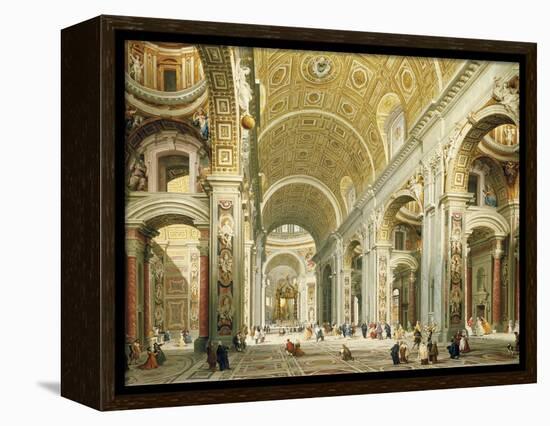 Interior of Saint Peter's Rome, Looking West Towards the Tomb of St. Peter-Giovanni Paolo Panini-Framed Premier Image Canvas