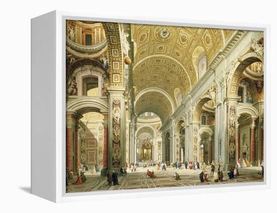 Interior of Saint Peter's Rome, Looking West Towards the Tomb of St. Peter-Giovanni Paolo Panini-Framed Premier Image Canvas