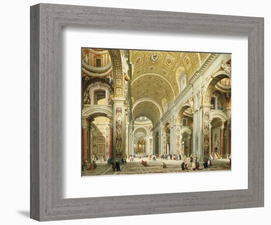 Interior of Saint Peter's Rome, Looking West Towards the Tomb of St. Peter-Giovanni Paolo Panini-Framed Premium Giclee Print