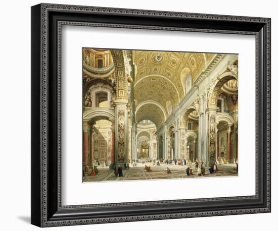 Interior of Saint Peter's Rome, Looking West Towards the Tomb of St. Peter-Giovanni Paolo Panini-Framed Premium Giclee Print