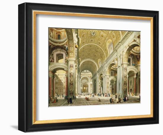 Interior of Saint Peter's Rome, Looking West Towards the Tomb of St. Peter-Giovanni Paolo Panini-Framed Premium Giclee Print