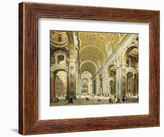 Interior of Saint Peter's Rome, Looking West Towards the Tomb of St. Peter-Giovanni Paolo Panini-Framed Giclee Print