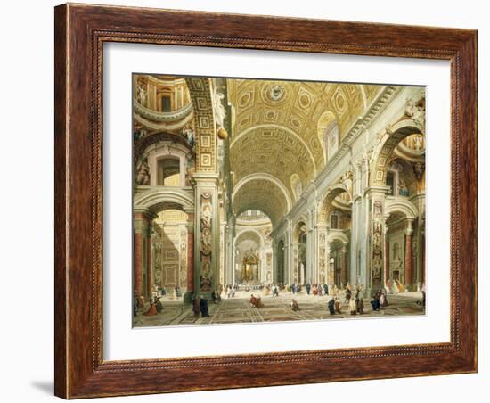 Interior of Saint Peter's Rome, Looking West Towards the Tomb of St. Peter-Giovanni Paolo Panini-Framed Giclee Print