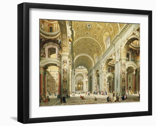 Interior of Saint Peter's Rome, Looking West Towards the Tomb of St. Peter-Giovanni Paolo Panini-Framed Giclee Print