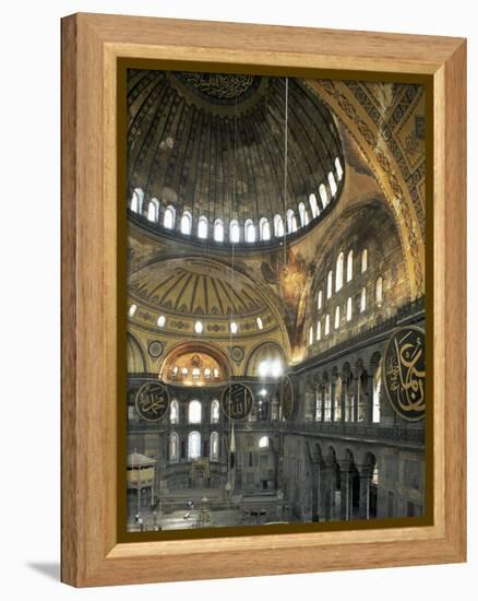 Interior of Santa Sofia (Hagia Sophia) (Aya Sofya), Unesco World Heritage Site, Istanbul, Turkey-Adam Woolfitt-Framed Premier Image Canvas