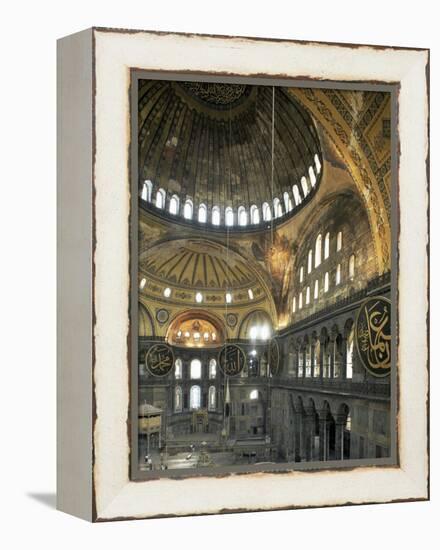 Interior of Santa Sofia (Hagia Sophia) (Aya Sofya), Unesco World Heritage Site, Istanbul, Turkey-Adam Woolfitt-Framed Premier Image Canvas